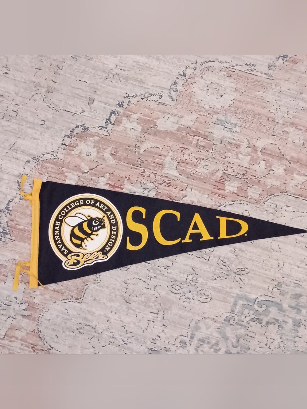 SCAD retro Felt Black and Yellow Pennant Wall Banner